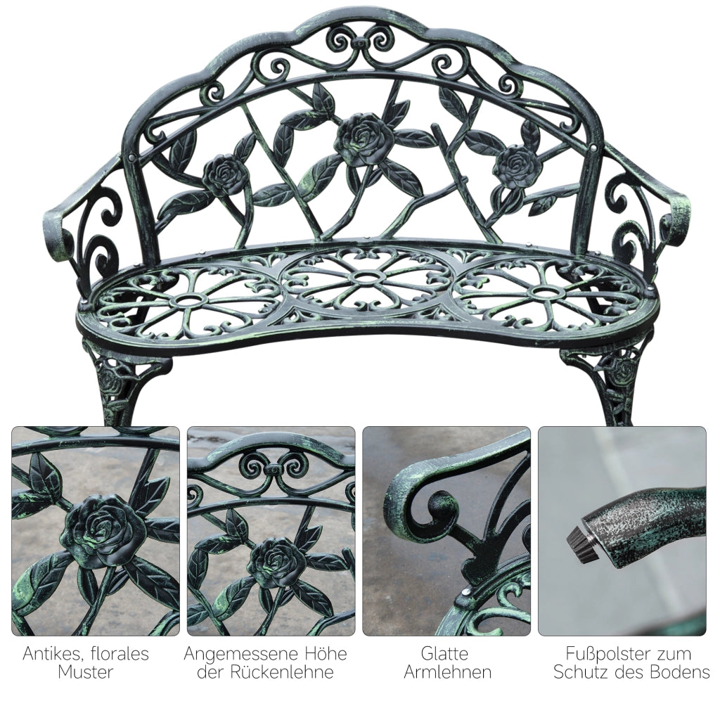 Panchina da giardino, panchina da parco, panchina con seduta, mobili da giardino, 2 posti, metallo, 100 x 54 x 78 cm