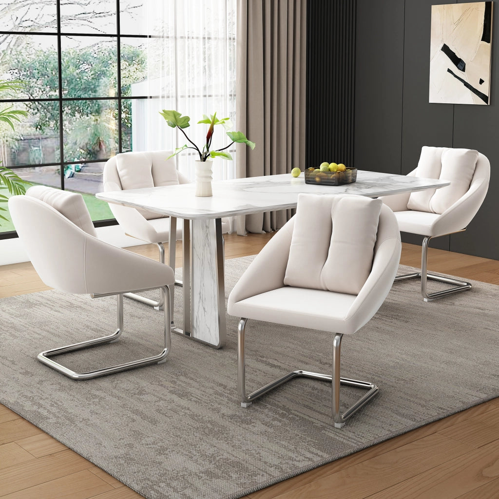 SEDIA in velluto beige Set da 6 pezzi