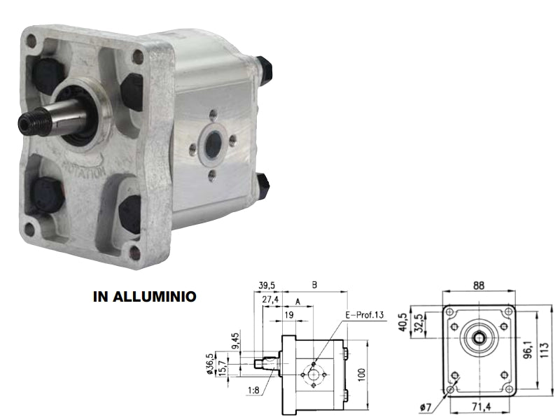 Pompa ad ingranaggi gruppo 2 versione standard albero conico pres. max 175 bar - 80907