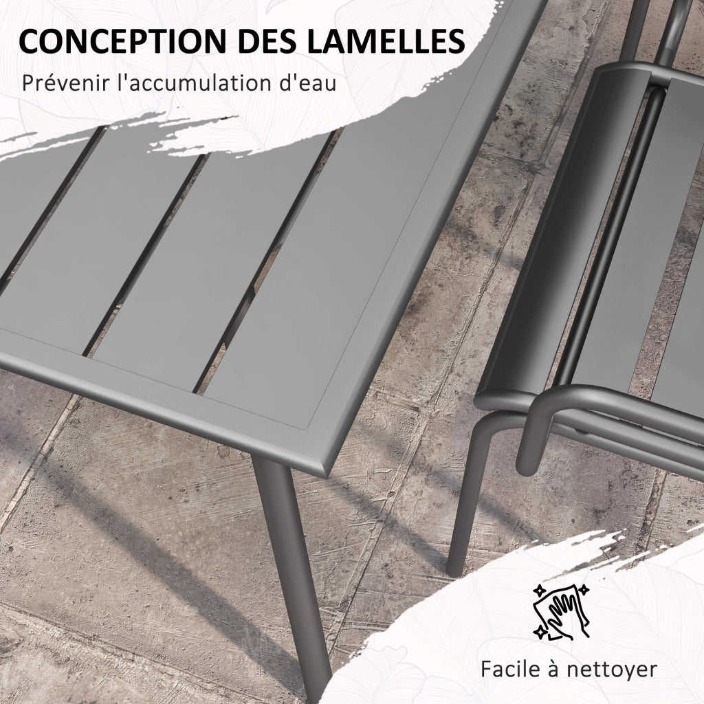 Set pranzo giardino 7 pezzi con tavolo e 6 sedie impilabili ¨C Xylo ¨C acciaio grigio antracite