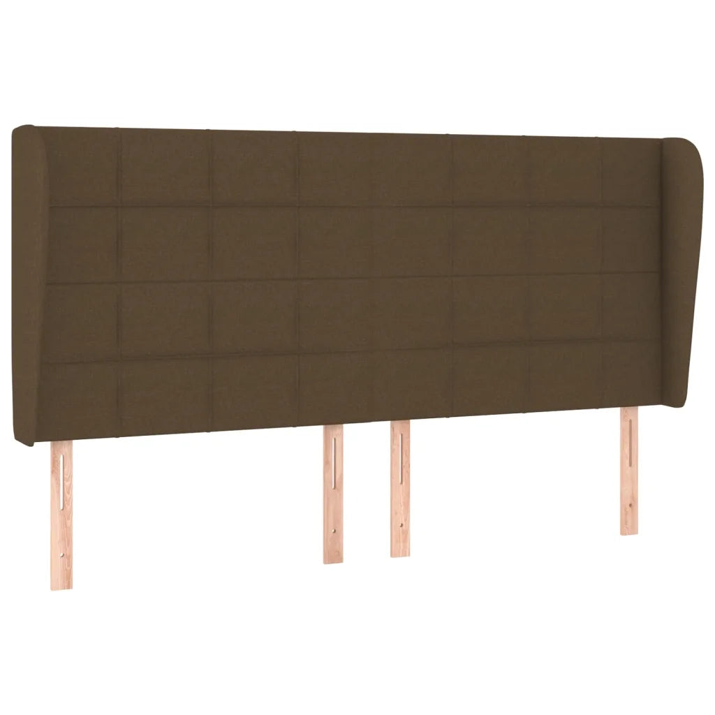 Testiera ad Orecchio-Testata con Orecchie Marrone Scuro 203x23x118/128 cm in Tessuto 585897