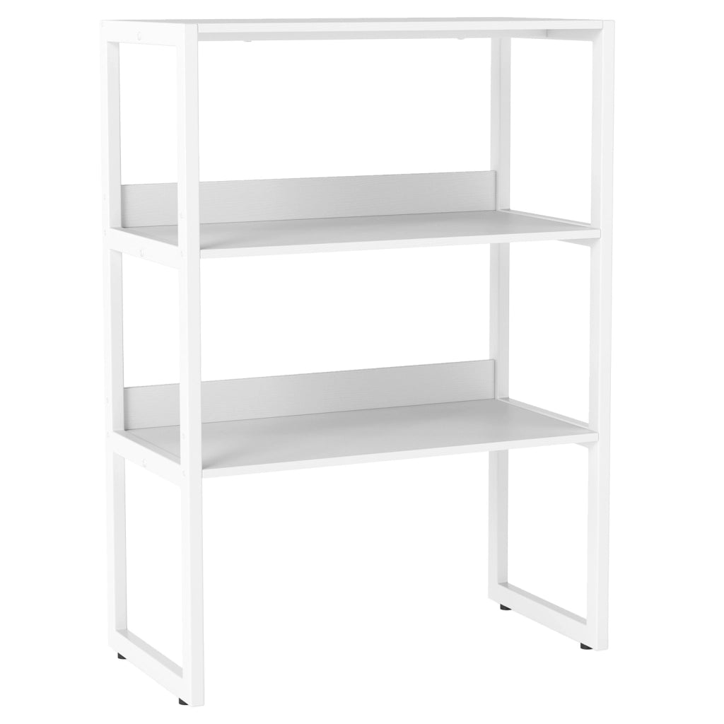 Scaffale da scrivania con 3 ripiani aperti salvaspazio, Libreria moderna con struttura in acciaio Bianco