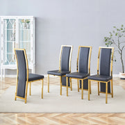 SEDIA da pranzo Set da 4 pezzi 109 cm Nero/Oro in PU e metallo