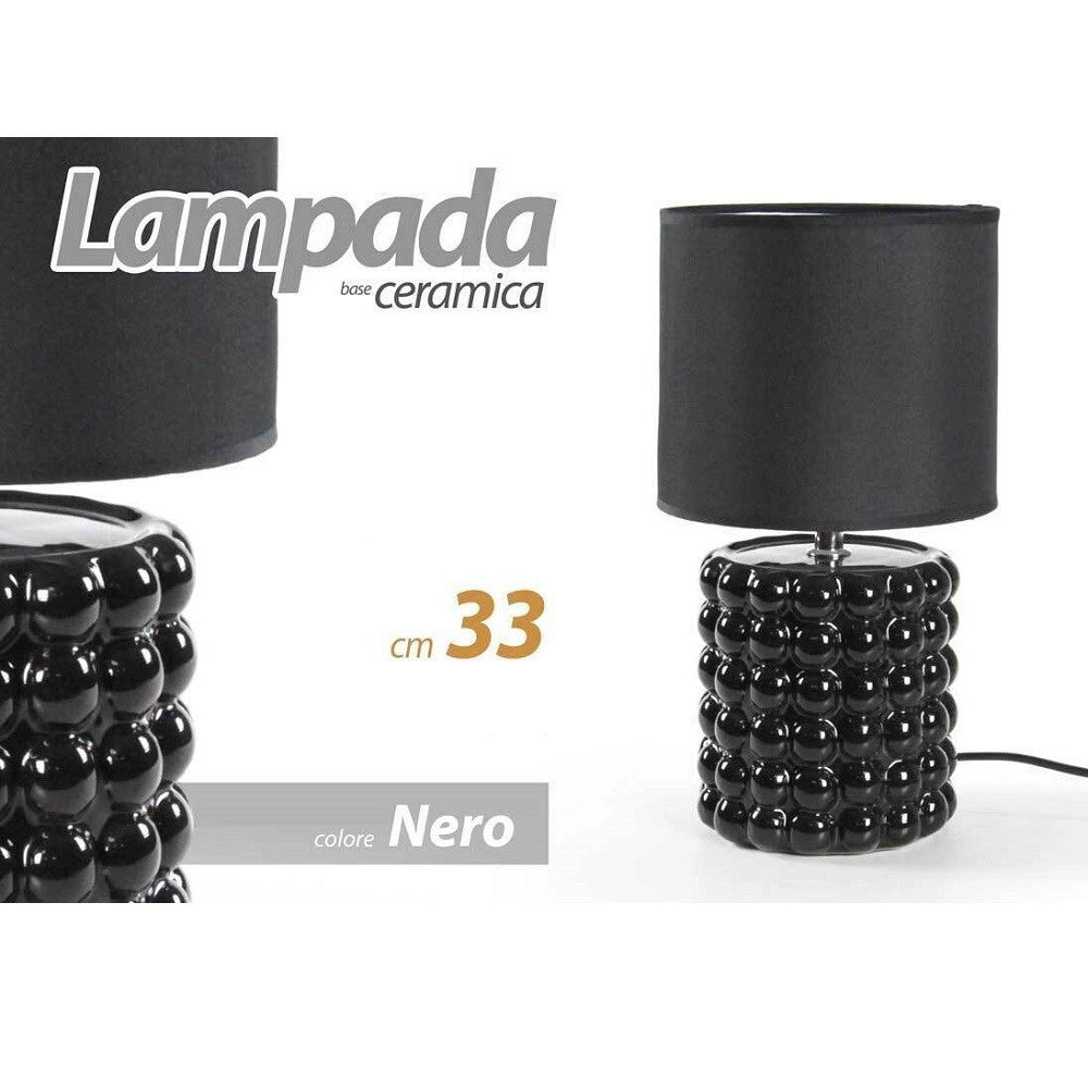 Trade Shop - Lampada Abat Jour Da Tavolo Scrivania Comodino Ceramica Moderna 33x18 Cm 837388 -