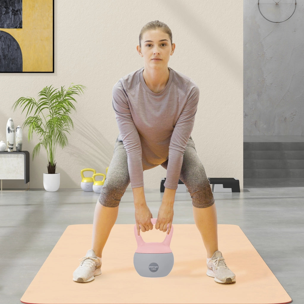 Kettlebell 12 kg ¨C zephmum ¨C Rosa e Grigio 21x21x30 cm