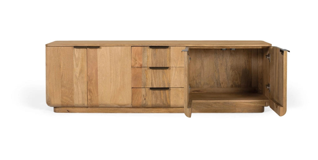 Credenza in legno di mango in colore naturale con angoli arrotondati