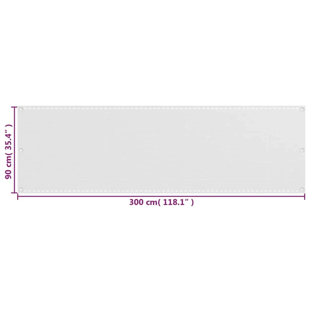 Paravento per balcone protezione privacy schermo privacy 90 x 300 cm HDPE bianco 02_0010056