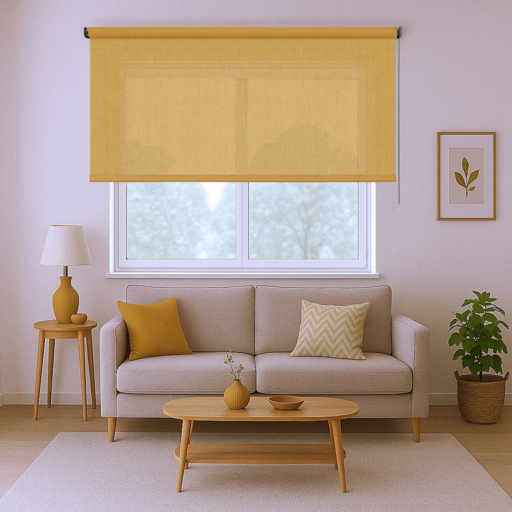 Tenda a Rullo Filtrante, Tenda Avvolgibile Traslucida Liscia Per Finestre e Porte Giallo 100x250 cm