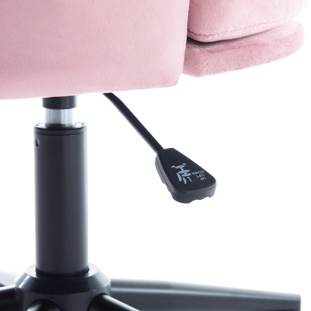 Sedia girevole regolabile in altezza con cuscino lombare in velluto rosa