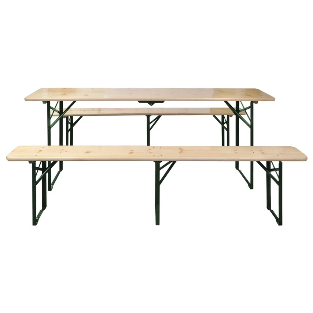 Tavolino da Giardino | Tavolo da Birreria Pieghevole 2 Panche 220 cm Legno di Abete