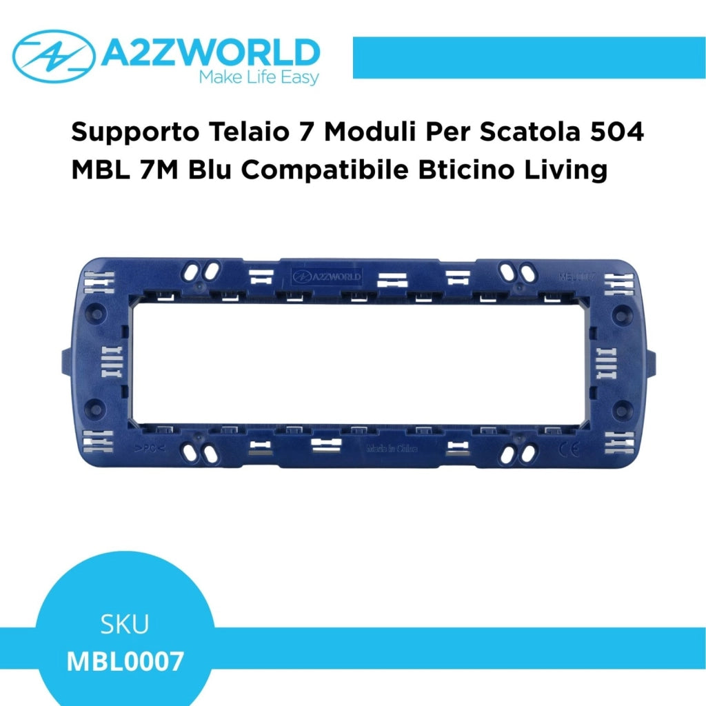 Supporto Telaio 7 Moduli Per Scatola 507 MBL 7M Blu Compatibile Bticino Living BLN0207