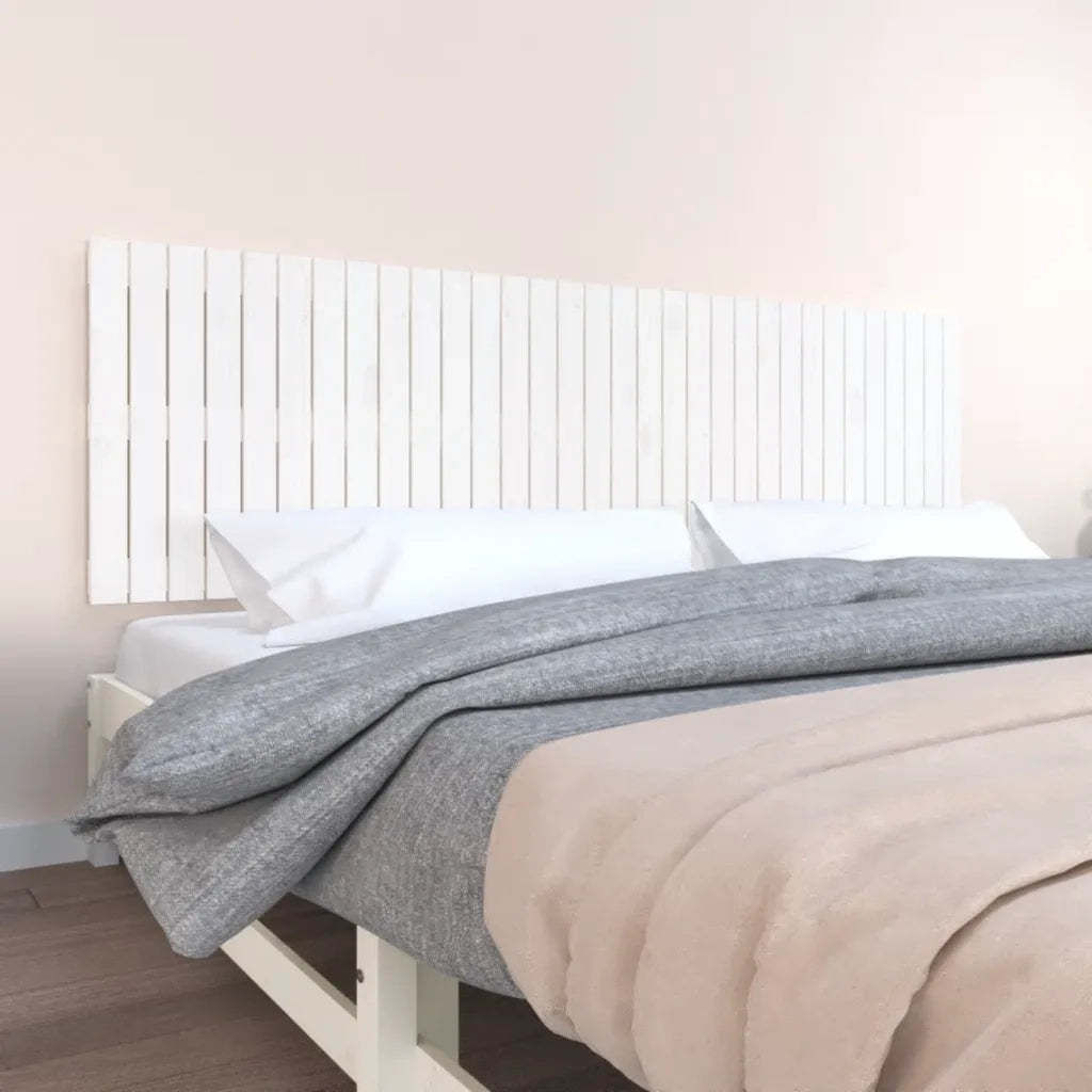 Testiera | Testata da Parete Bianca 204x3x60 cm in Legno Massello di Pino