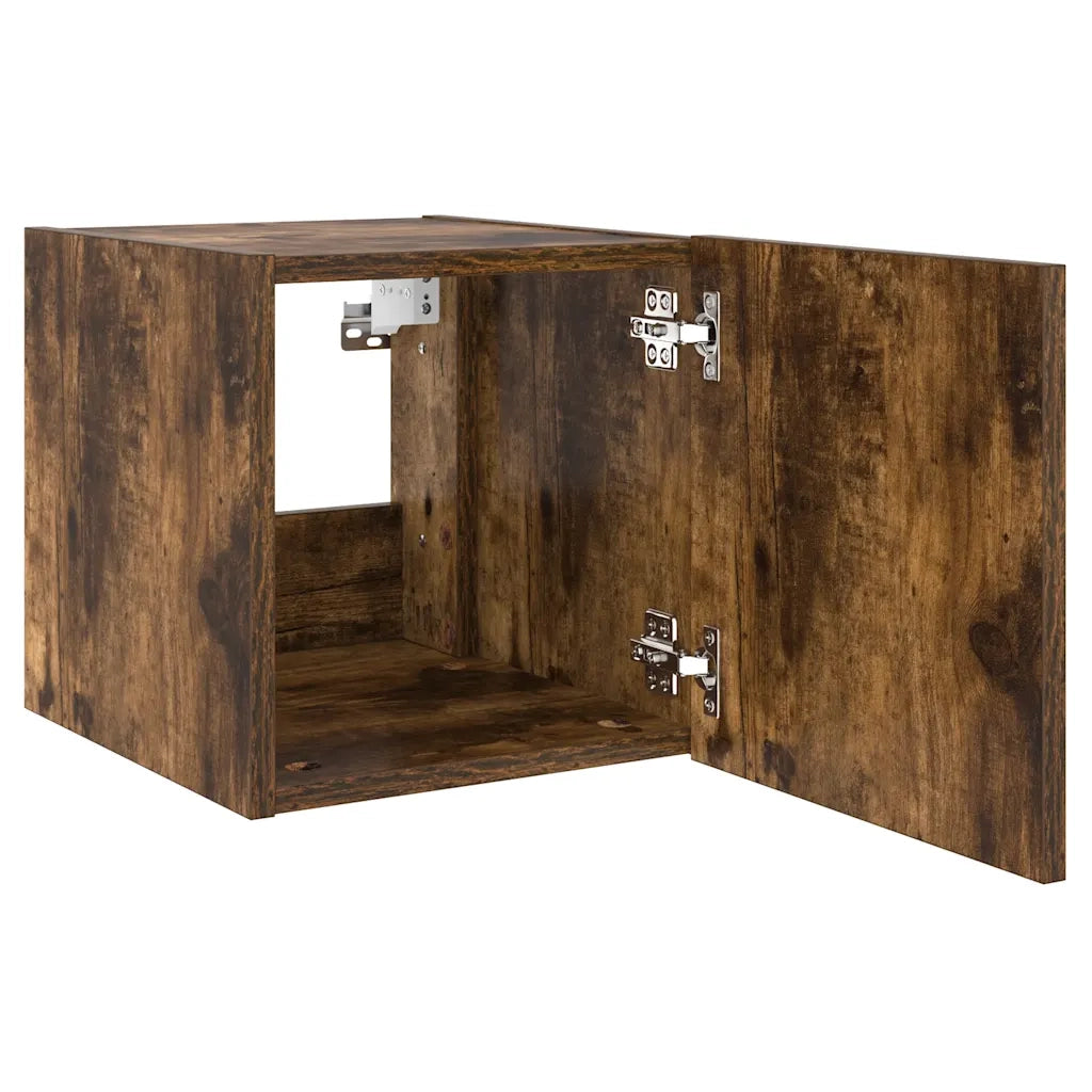 Mobile TV a Parete con Luci LED Rovere Fumo 30,5x35x30 cm 837226