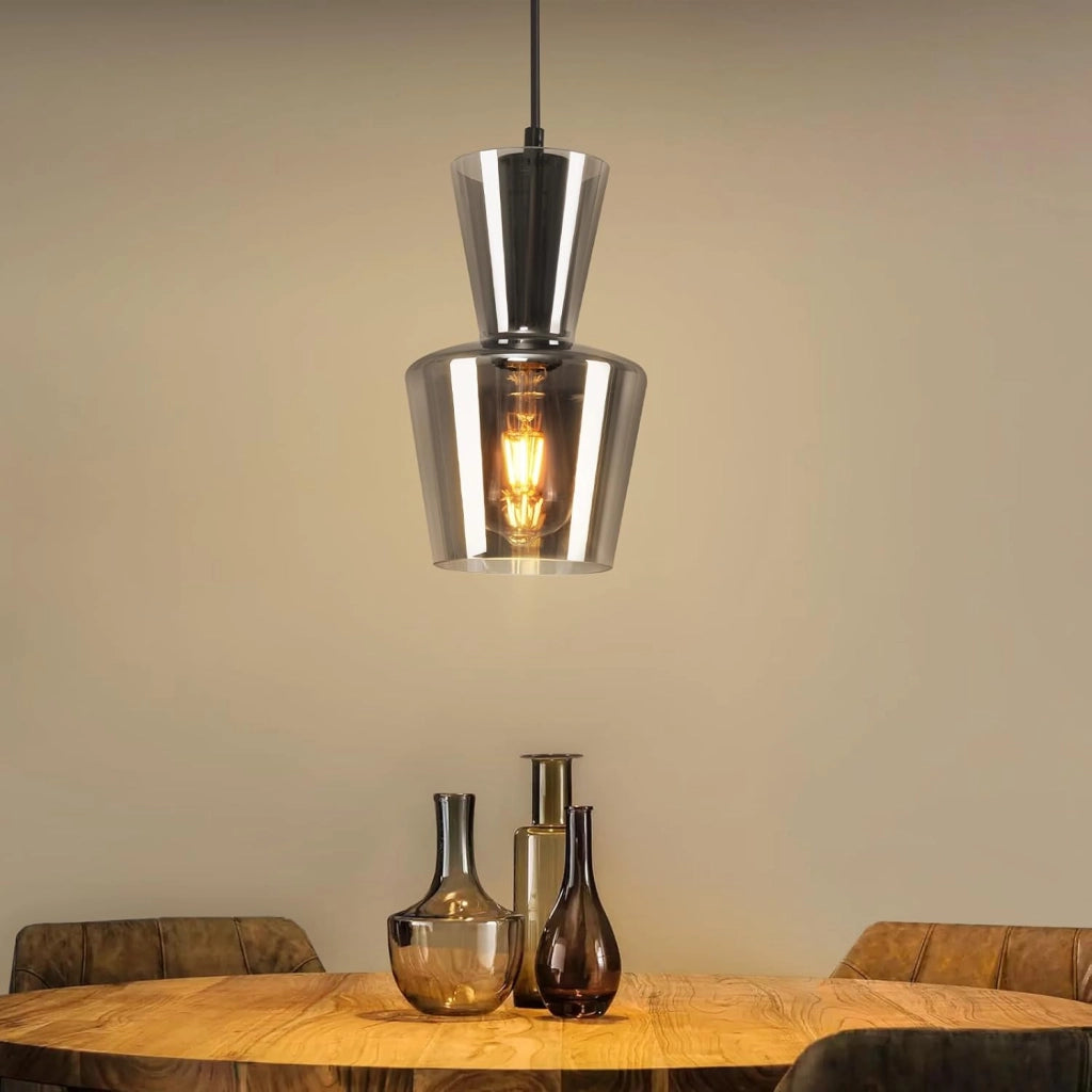 Lampada a Sospensione ZMH 1 luce grigio fum¨¦ E27 per sala da pranzo e camera da letto d¡®albergo