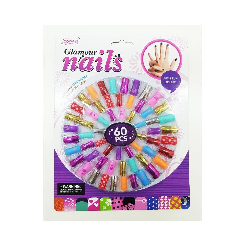 Trade Shop - Set 60 Tips Unghie Finte Glamour Ricostruzione Manicure French Ragazze Bambine -