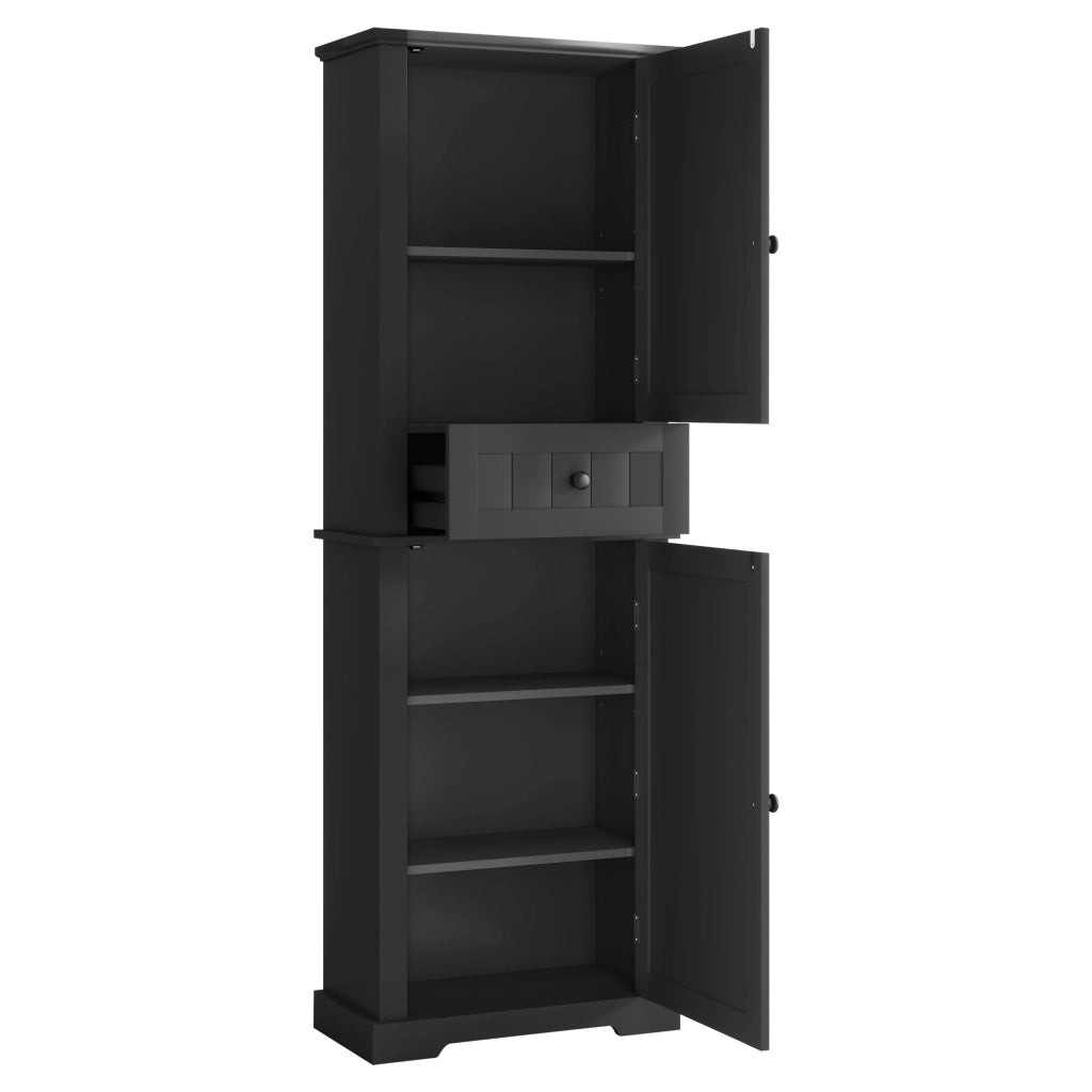 Mobile bagno nero 56 x 28 x 167,3 cm in MDF con cassetto centrale e ripiani regolabili