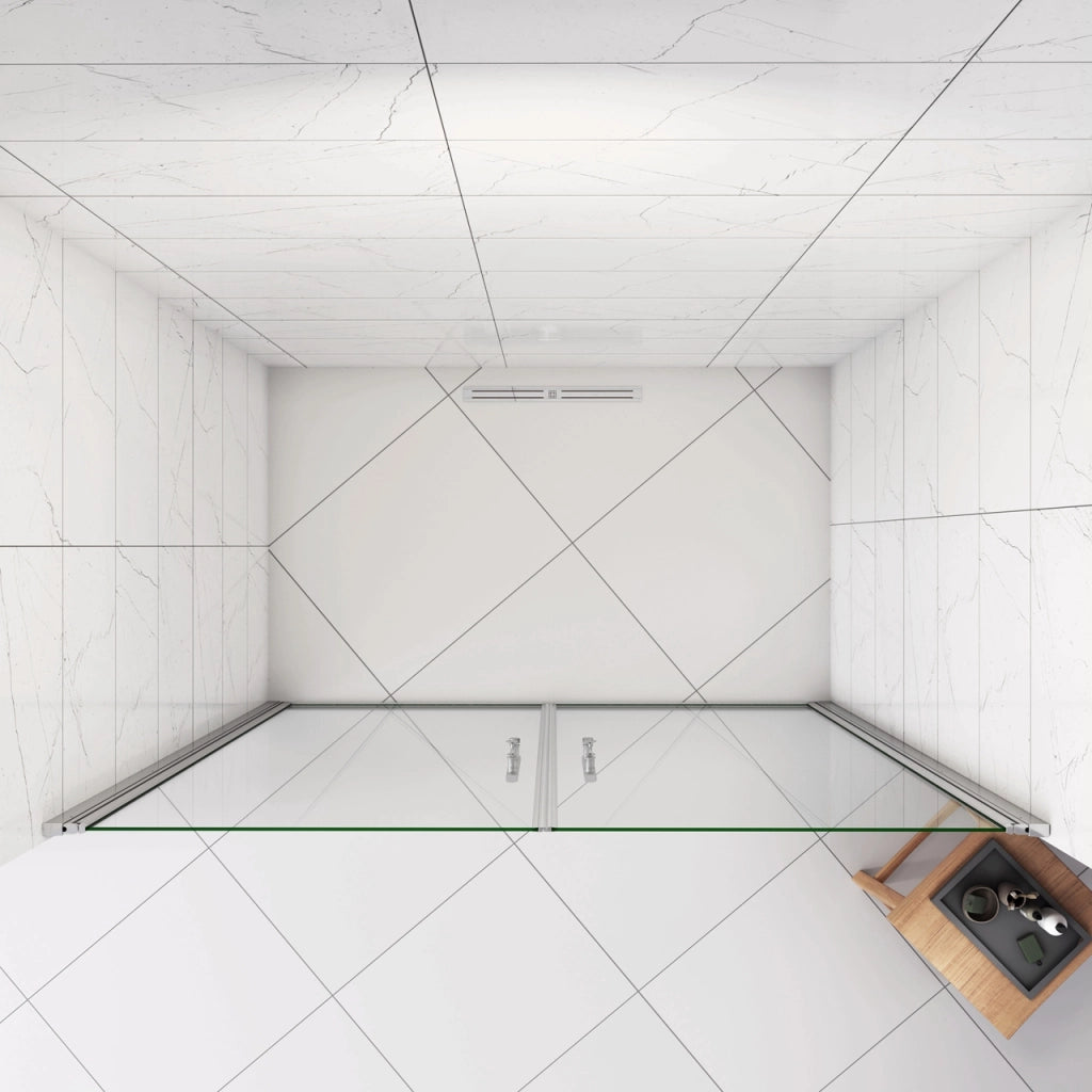 Box Doccia per Nicchia 185 cm Doppia Porta Battente Saloon Vetro Temperato 6 mm Anticalcare Larga 146 cm (76+76: 1438-1478 mm)
