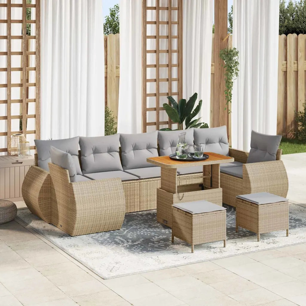 Set Divano da Giardino 10 pcs Beige polyrattan 3361862
