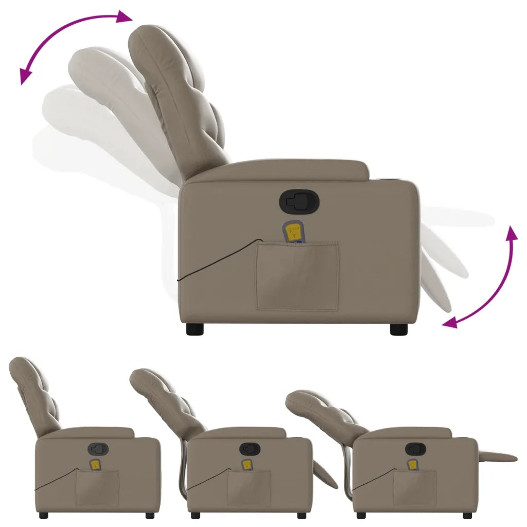 Poltrona | Sedia Relax Alzapersone Massaggi Reclinabile Cappuccino Similpelle
