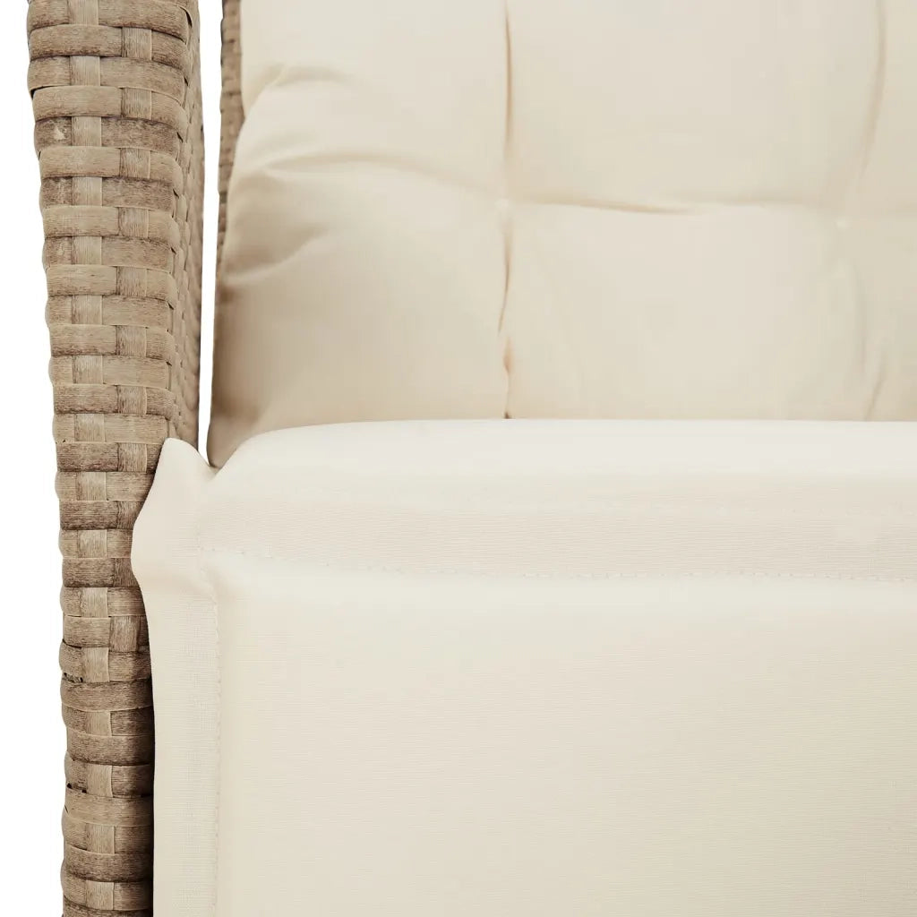 Set da Pranzo da Giardino 7 pz con Cuscini Beige in Polyrattan