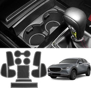 Materassini antislip per Mazda CX-30 2019-2024, set di tappeti in gomma per console centrale e contenitore porta oggetti, accessori per Mazda CX-30, tappeti antislip in gomma bianchi.