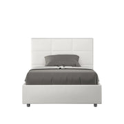 BS COM Letto una piazza e mezza senza rete imbottito 130x190 similpelle bianco