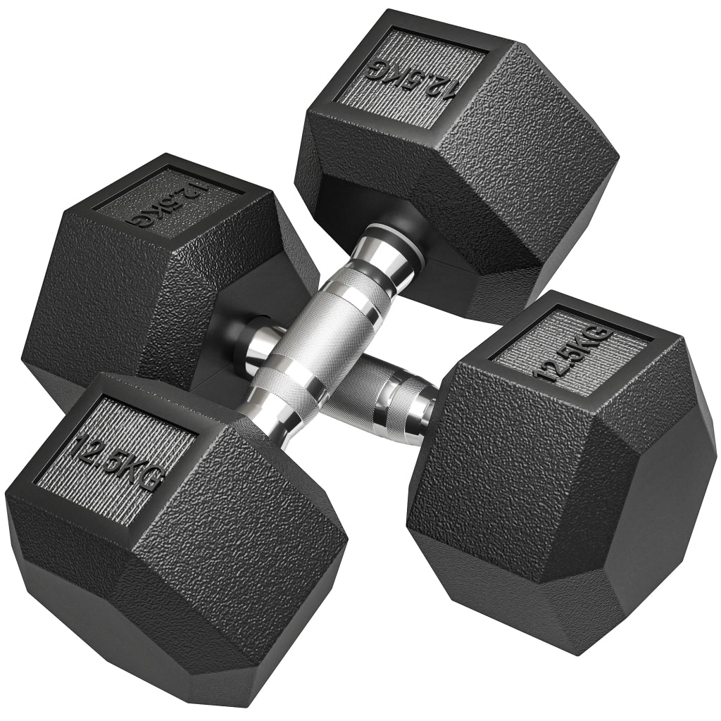 Manubri esagonali 25 kg ¨C Minimal ¨C gomma nera
