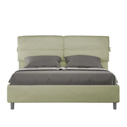 BS COM Letto matrimoniale con rete imbottito 160x190 microfibra tè verde