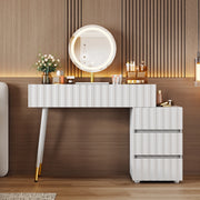 TOELETTA con specchio LED, 100x40x127 cm, bianco, 5 cassetti