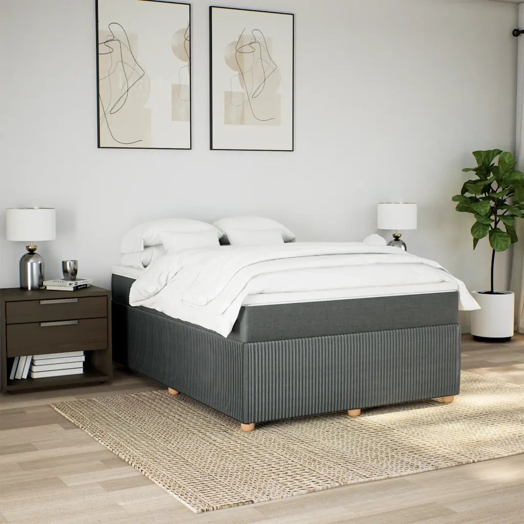 Giroletto a Molle con Materasso Grigio Scuro 160x200 cm Tessuto