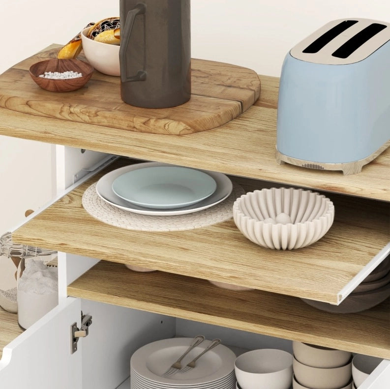 Carrello da cucina 80x40x82 cm con piano di lavoro; ripiano regolabile; legno naturale