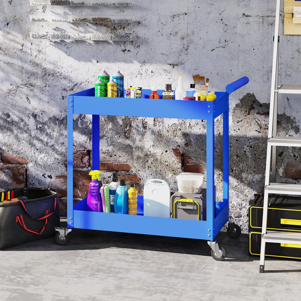 Carrello Porta Attrezzi 2 Ripiani ¨C Xylo ¨C Blu, 84,5x38x84cm