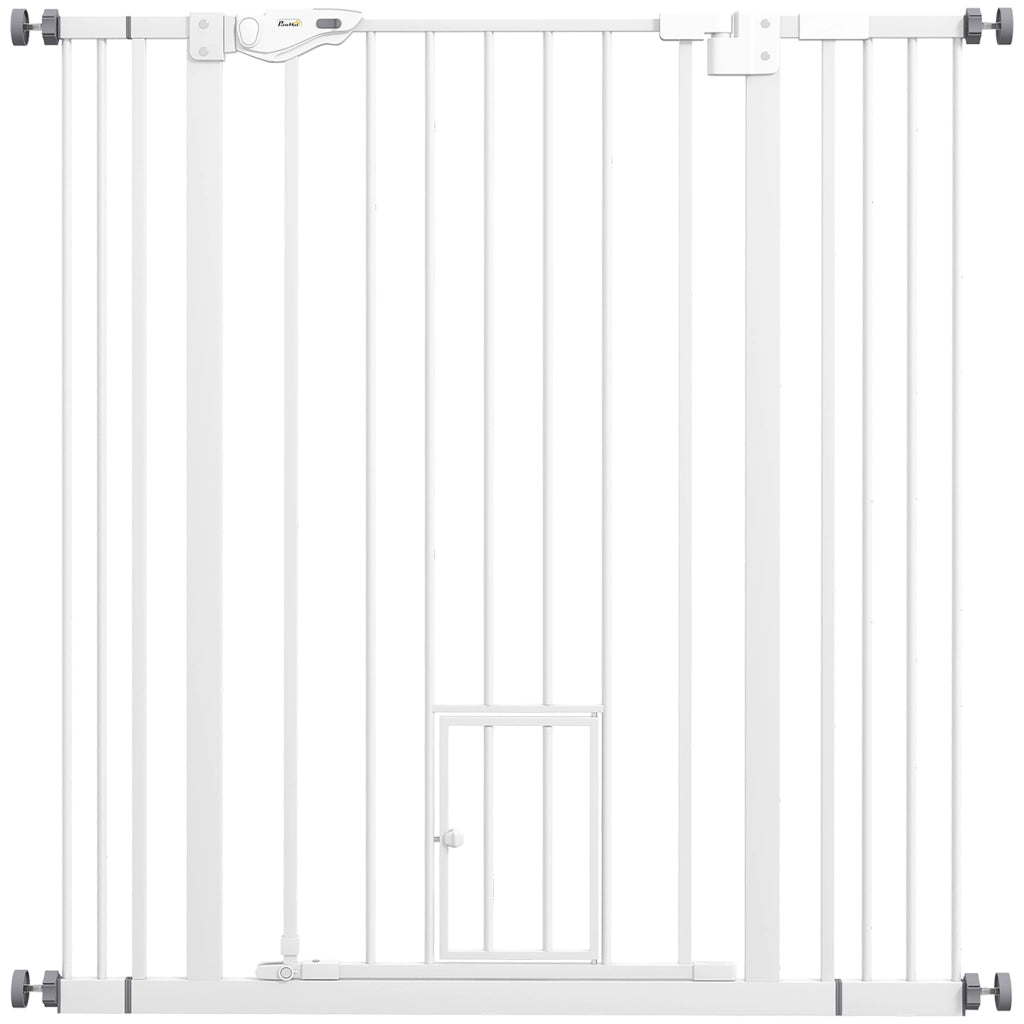 Cancello per cani ¨C zephmum ¨C acciaio, bianco 104 cm