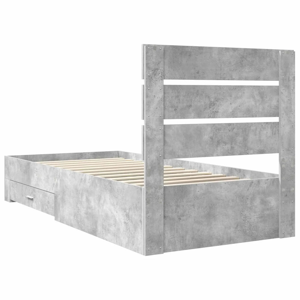 Struttura del letto con cassetto Grigio cemento 90 x 190 cm 3412023