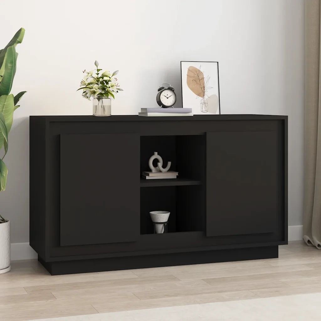 Credenza | Madia | Buffet da pranzo | Armadio da pranzo Nera 102x35x60 cm in Legno Multistrato