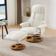 Poltrona Relax Massaggiante Reclinabile con Poggiapiedi Girevole ¨C MINIMAL ¨C Tessuto Chenille Bianco
