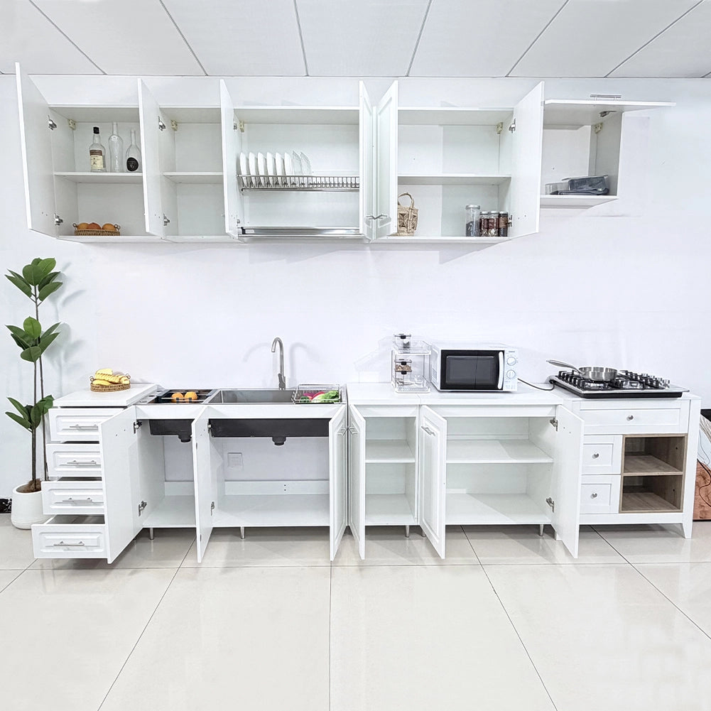 Mobile Base Cucina Componibile Boiserie Colore Bianco con 1 Anta e 2 Scomparti