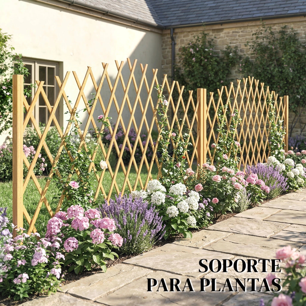 Set di 2 Pannelli per Recinzione da Giardino Estensibile in Legno ¨C Minimal ¨C 180x30x103 cm Naturale