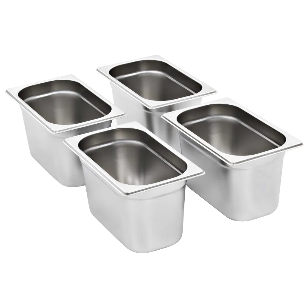 Contenitori Gastronorm 4 pz GN 1/4 150 mm in Acciaio Inox 50903