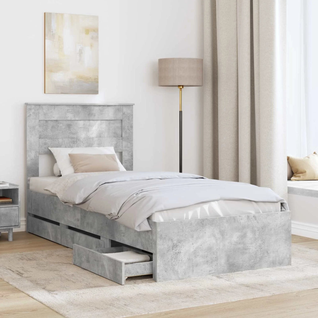 Struttura del letto con cassetto Grigio cemento 90 x 200 cm 3409880