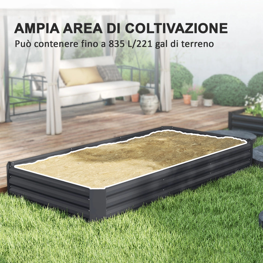 Letto Rialzato in Acciaio con Fondo Aperto ¨C Minimal ¨C 240x120x30 cm Grigio Scuro