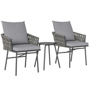 Set da bistrot in rattan composto da 3 pezzi, con sedute, set di mobili da giardino con 2 sedie da giardino, tavolino, cuscini sfoderabili, set di
