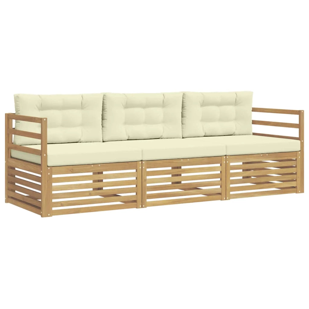 Set di divani da esterno 3 pz Bianco e Crema Poliestere 3389945