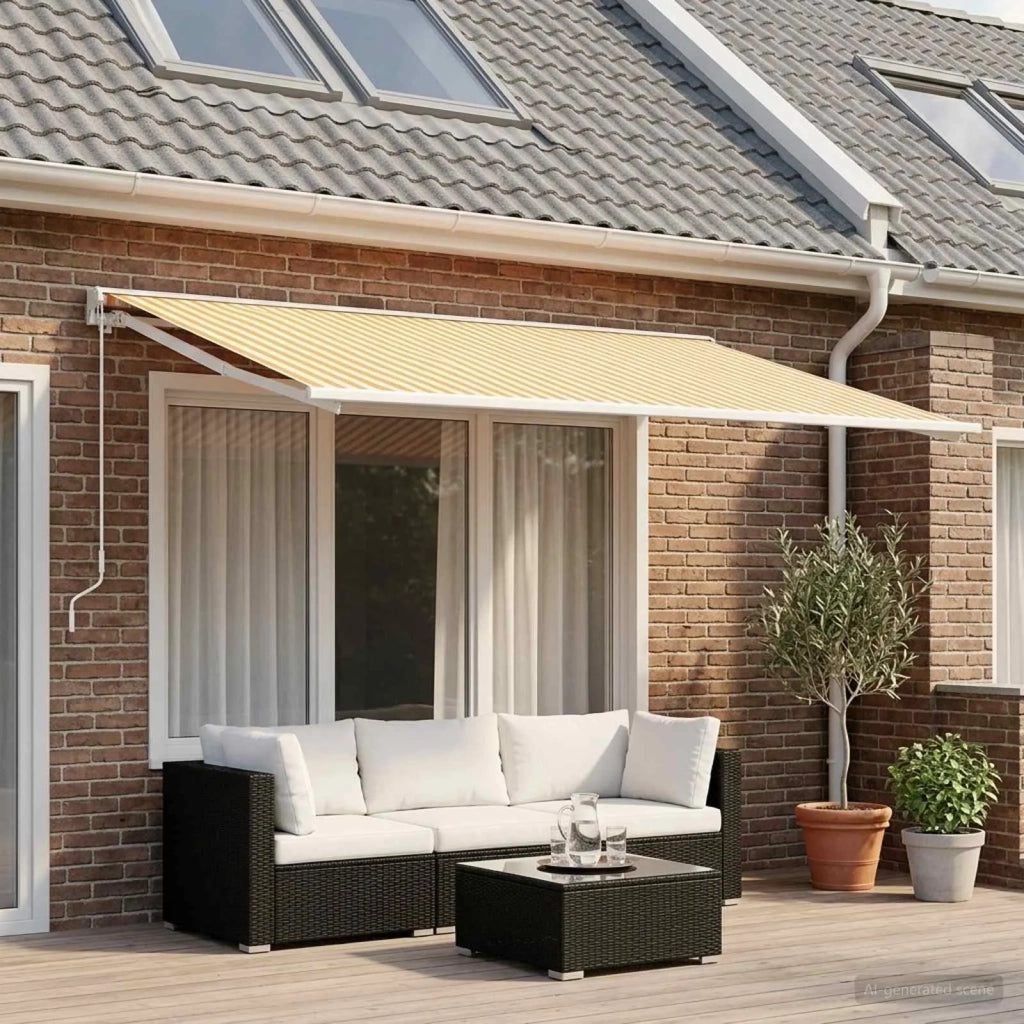 Telo di ricambio per tenda da sole Giallo e Bianco 300 x 200 cm 3444206