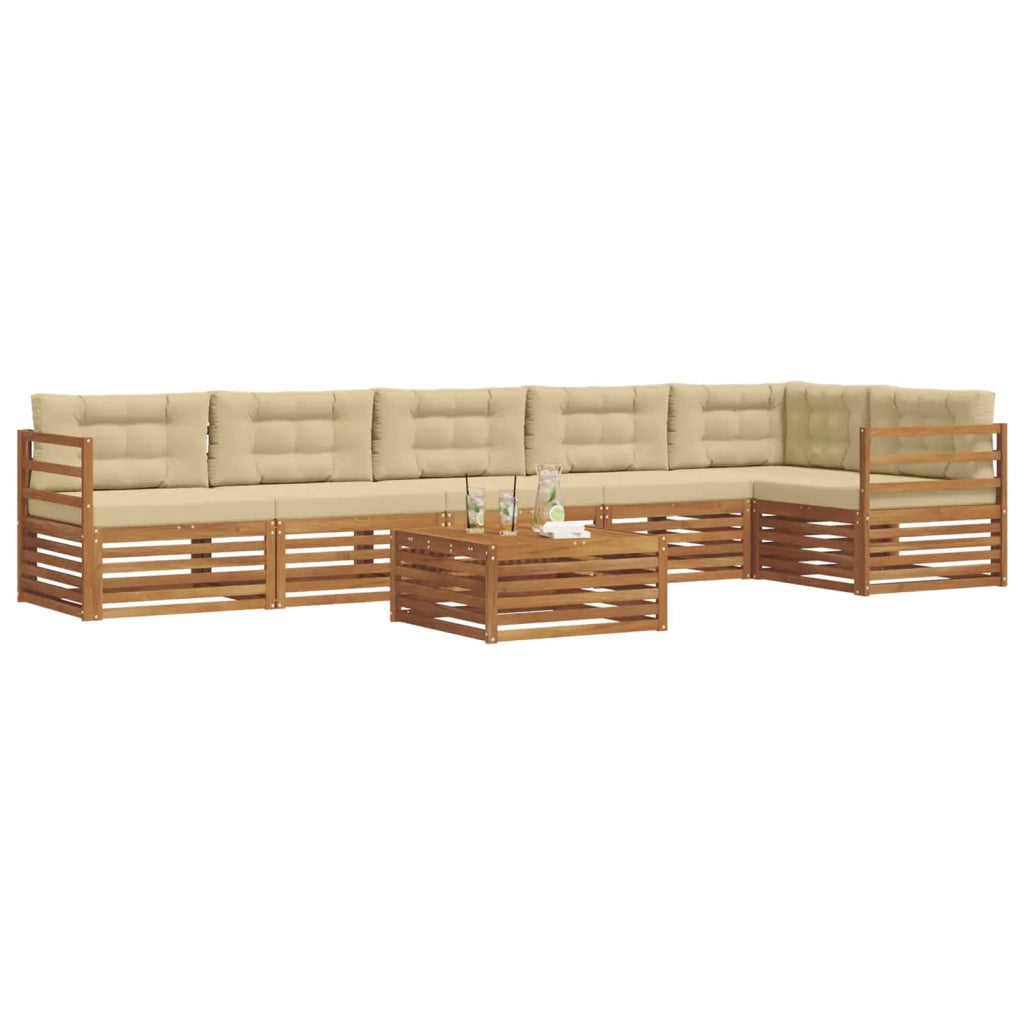 Set di divani da esterno con cuscino 7 pcs Naturale e Beige 3373563