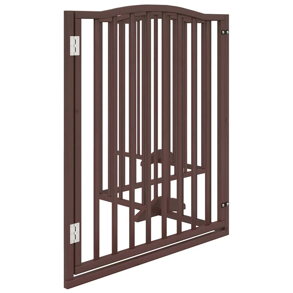 Cancelletto di sicurezza per cani con porta in legno di pioppo a 4 pannelli marrone 02_0023295