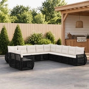 Set Divano da Giardino 11 pz Nero e Bianco Crema polyrattan 3435469