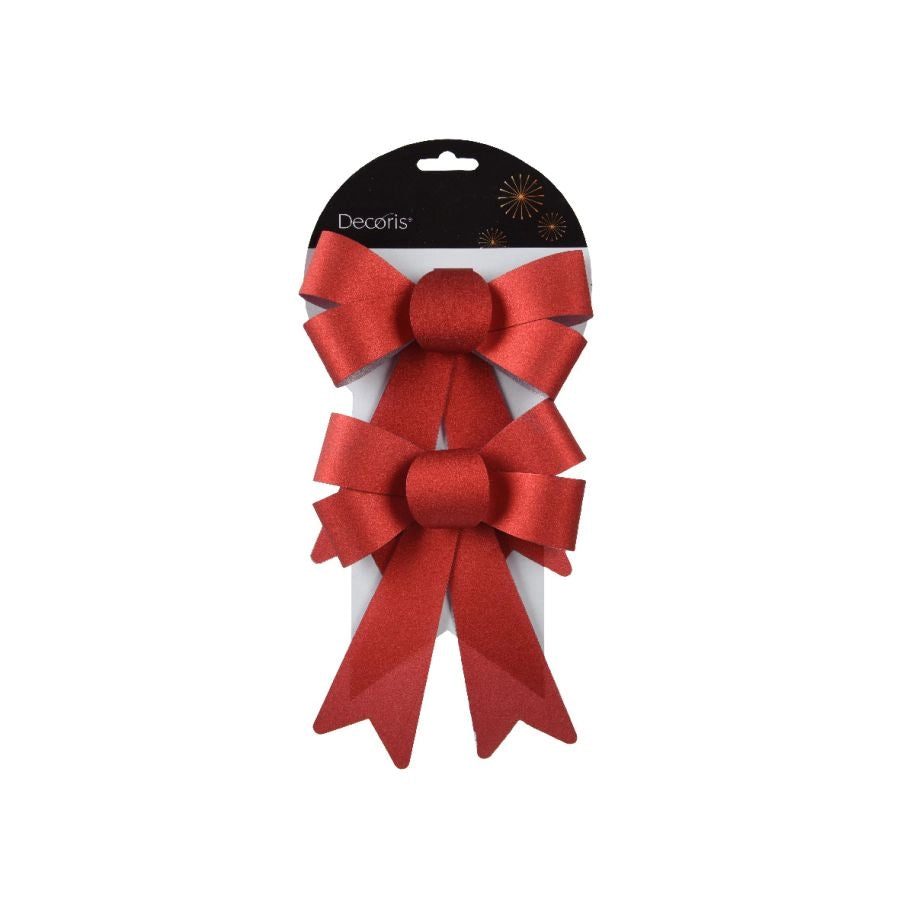 FIOCCHI DECORATIVI ROSSI GLITTERATI 2 PEZZI 17 CM KAEMINGK