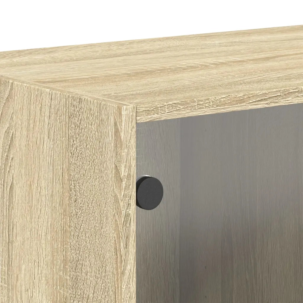 Armadietto a Muro | Mobili a Muro con Ante in Vetro 2 pz Rovere Sonoma 68,5x37x35 cm