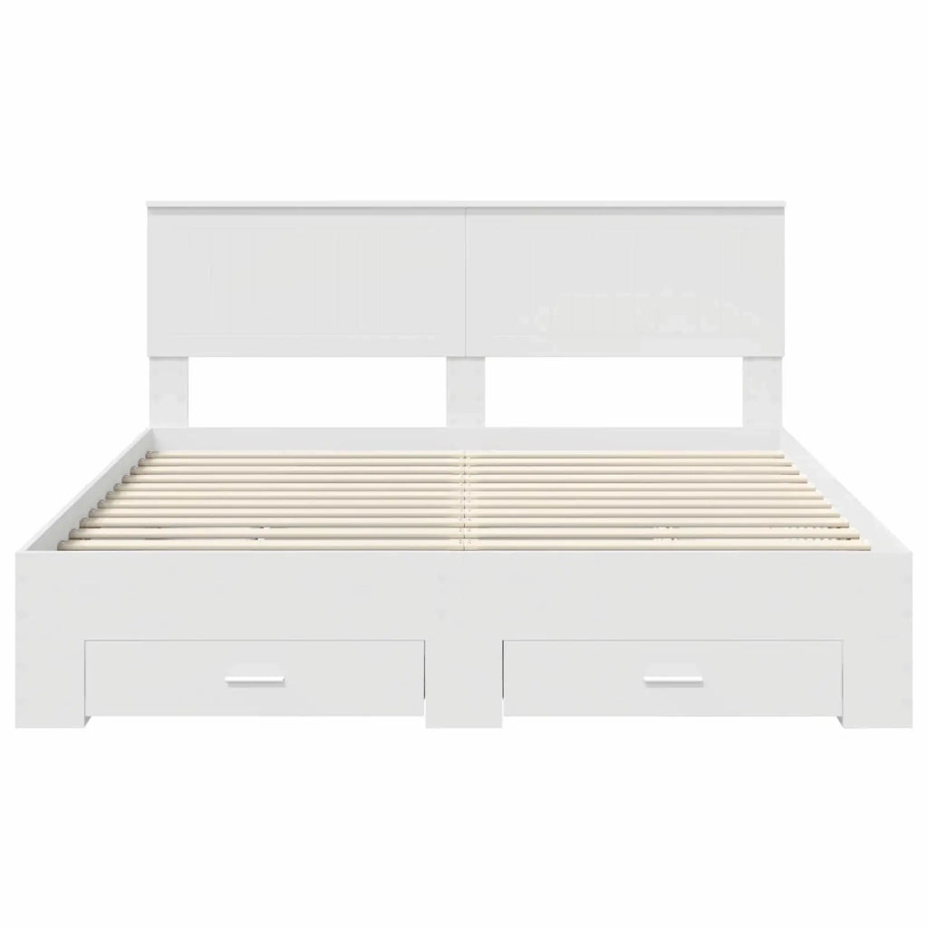 Struttura del letto-Giroletto-Rete del Letto Bianco 160 x 200 cm Legno multistrato 225676